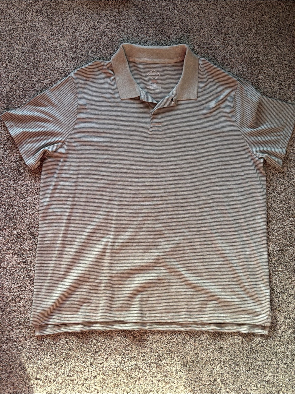 St. John's Bay Men's Short Sleeve Polo - Light Gray Thin Stripe